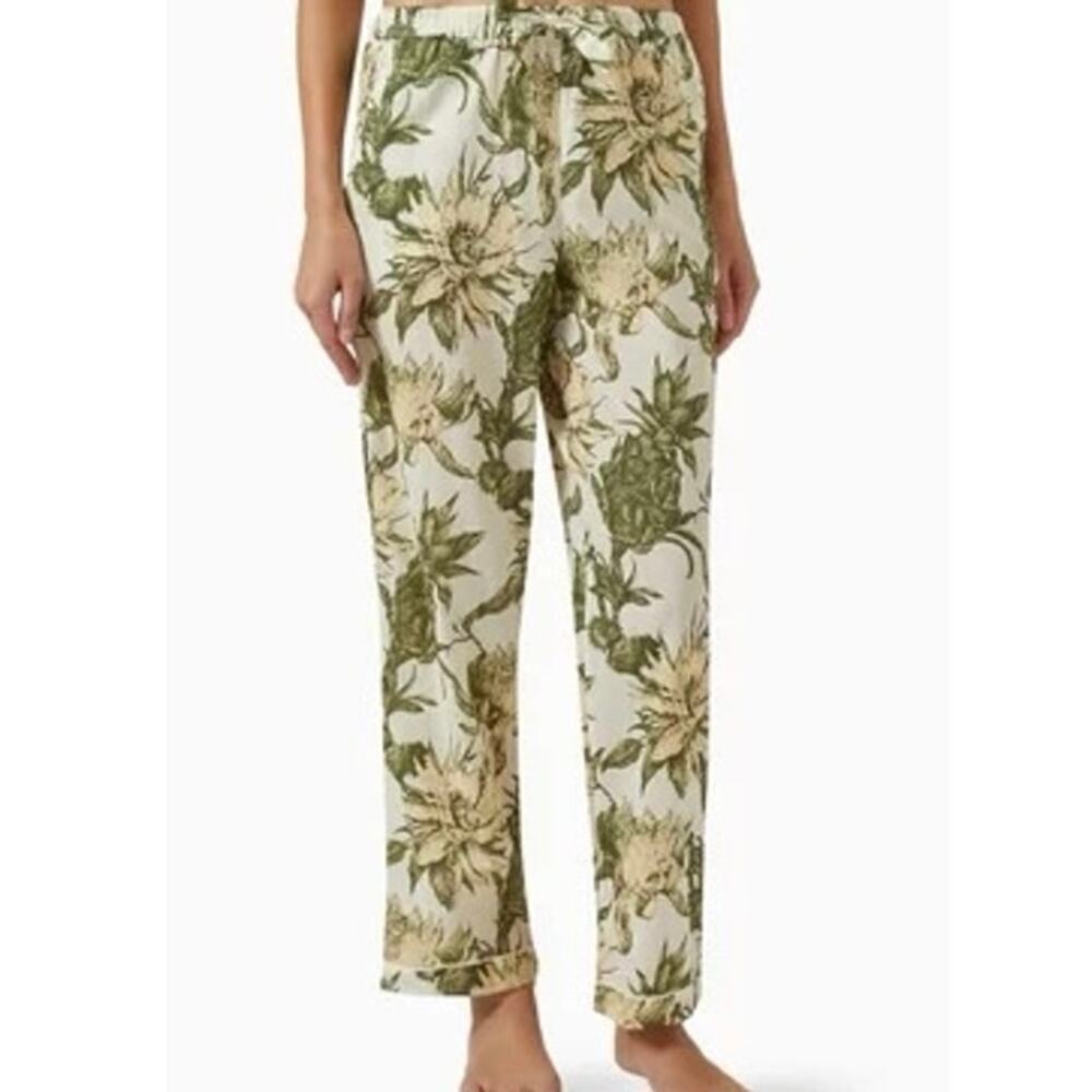 DESMOND & DEMPSEY Night Bloom-print Pyjama Pajama Pants Floral Cottagecore Sz S - Picture 2 of 8
